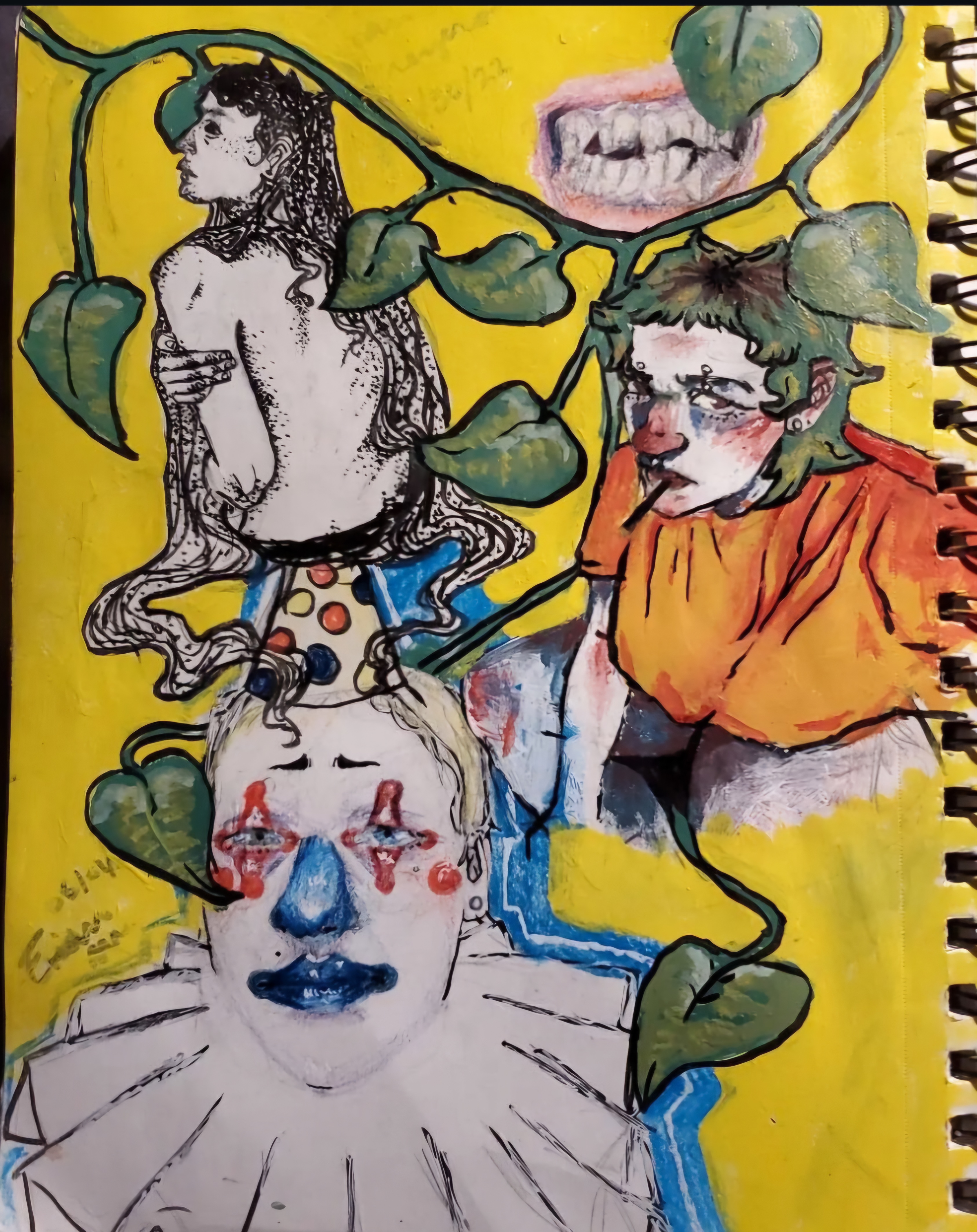 Sketchbook Page – Acrylic Paint, Colored Pencil, Pencil
