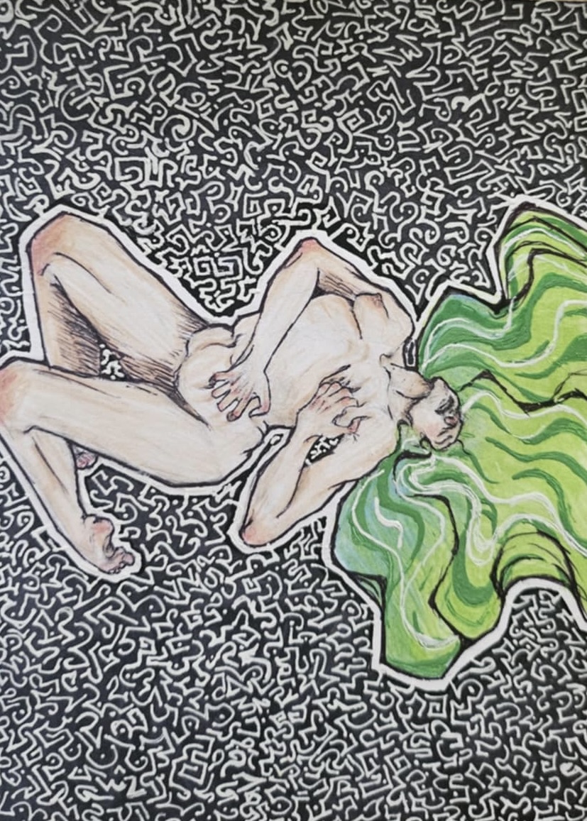 Postcard Drawing – Marker, Gel Pen, Colored Pencil